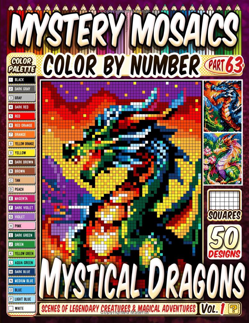 Mystical Dragons Mystery Mosaic Color by Number - Part: 63