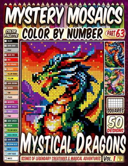 Mystical Dragons Mystery Mosaic Color by Number - Part: 63