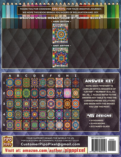Infinite Mandalas – Hard Edition – Mystery Mosaic Color by Number – Vol. 01