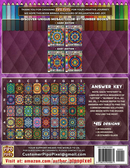 Radiant Mandalas - Hard Edition - Mystery Mosaic Color by Number - Vol. 02