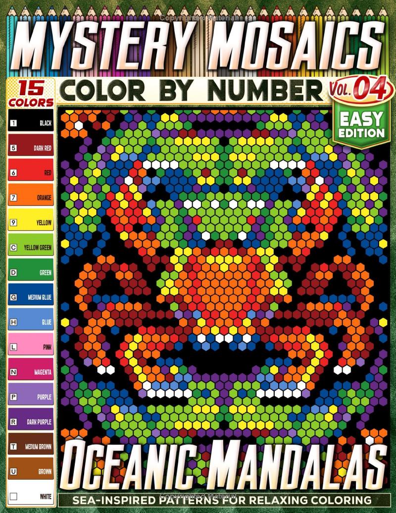 Oceanic Mandalas - Easy Edition - Mystery Mosaic Color by Number - Vol. 04