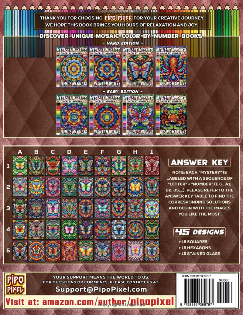 Butterfly Mandalas - Hard Edition - Mystery Mosaic Color by Number - Vol. 03