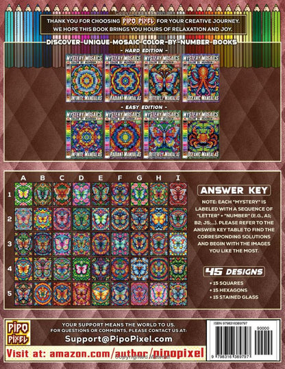 Butterfly Mandalas - Hard Edition - Mystery Mosaic Color by Number - Vol. 03