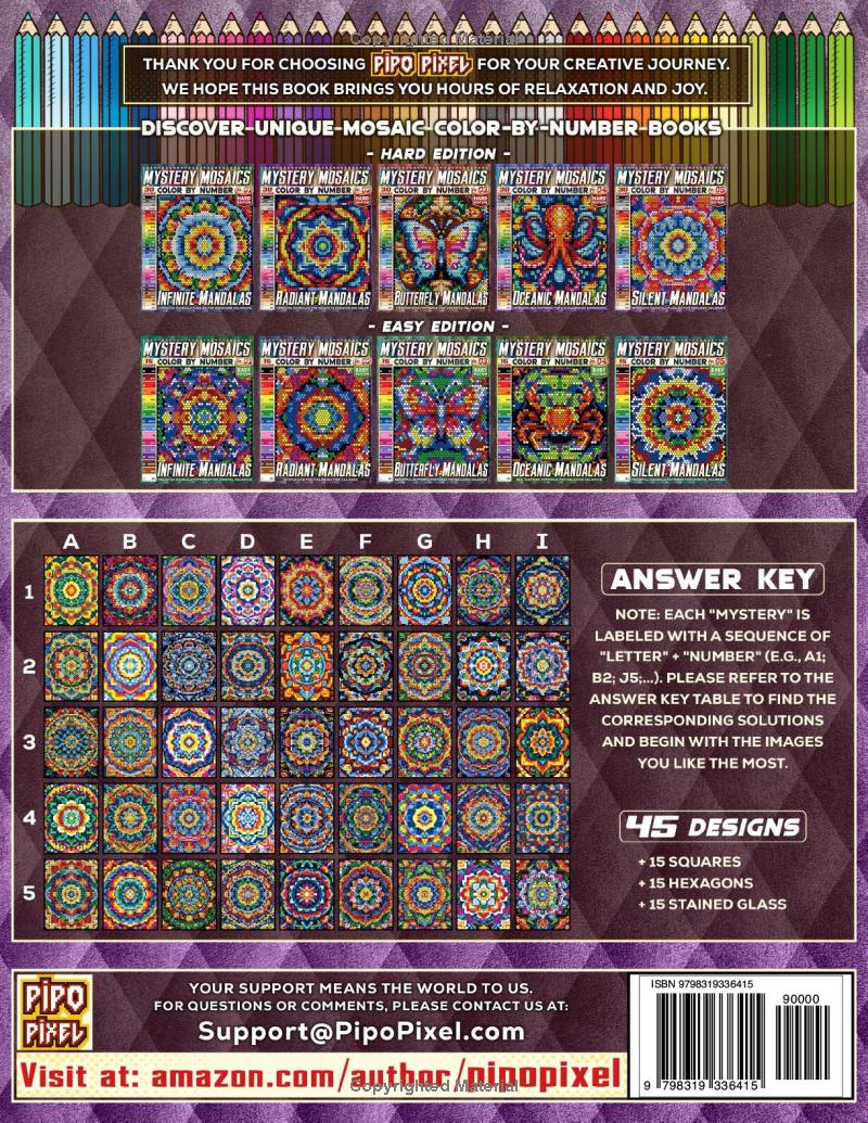 Silent Mandalas - Hard Edition - Mystery Mosaic Color by Number