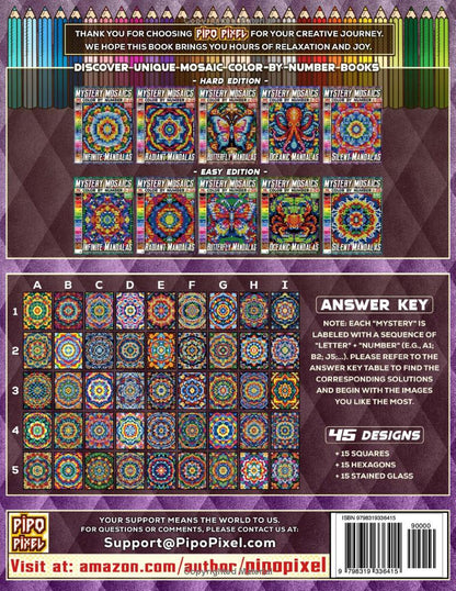 Silent Mandalas - Hard Edition - Mystery Mosaic Color by Number - Vol. 05