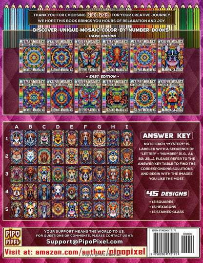 Mandala Dogs - Hard Edition - Mystery Mosaic Color by Number - Vol. 06