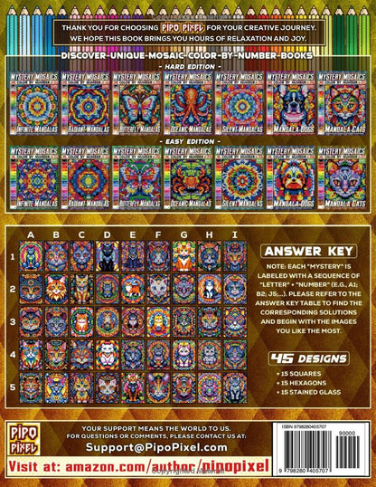 Mandala Cats - Easy Edition - Mystery Mosaic Color by Number - Vol. 07